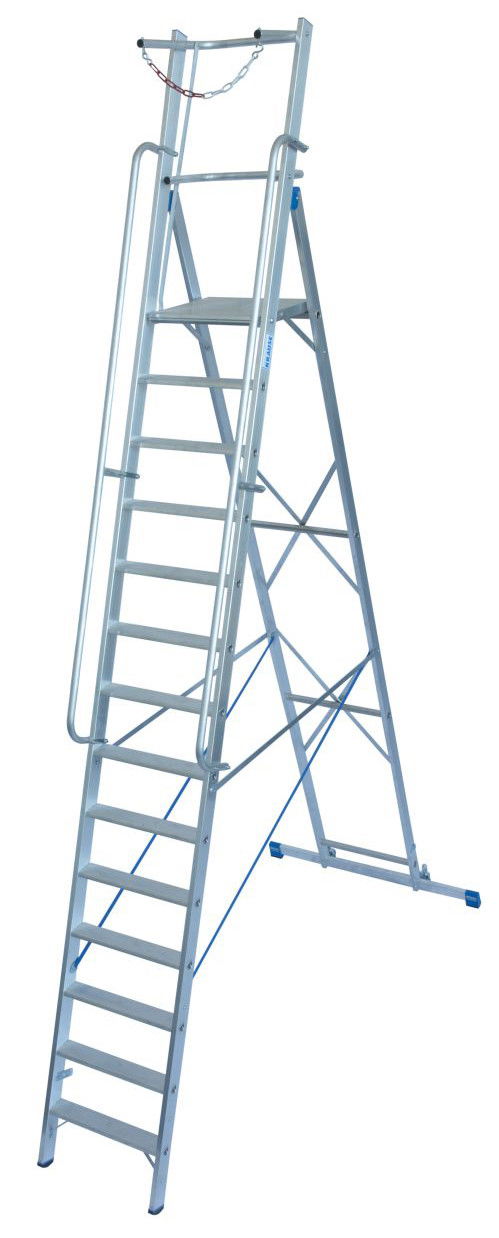 Krause STABILO Professional egy oldalon járható lépcsőfokos állólétra nagy dobogóval és kapaszkodókerettel, 14 fokos termék fő termékképe